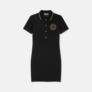 V-Emblem Midi Polo Dress