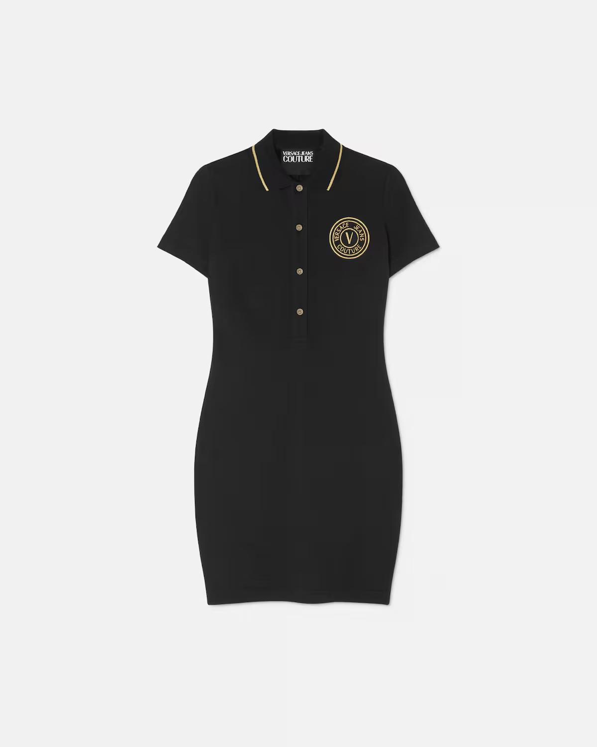 V-Emblem Midi Polo Dress