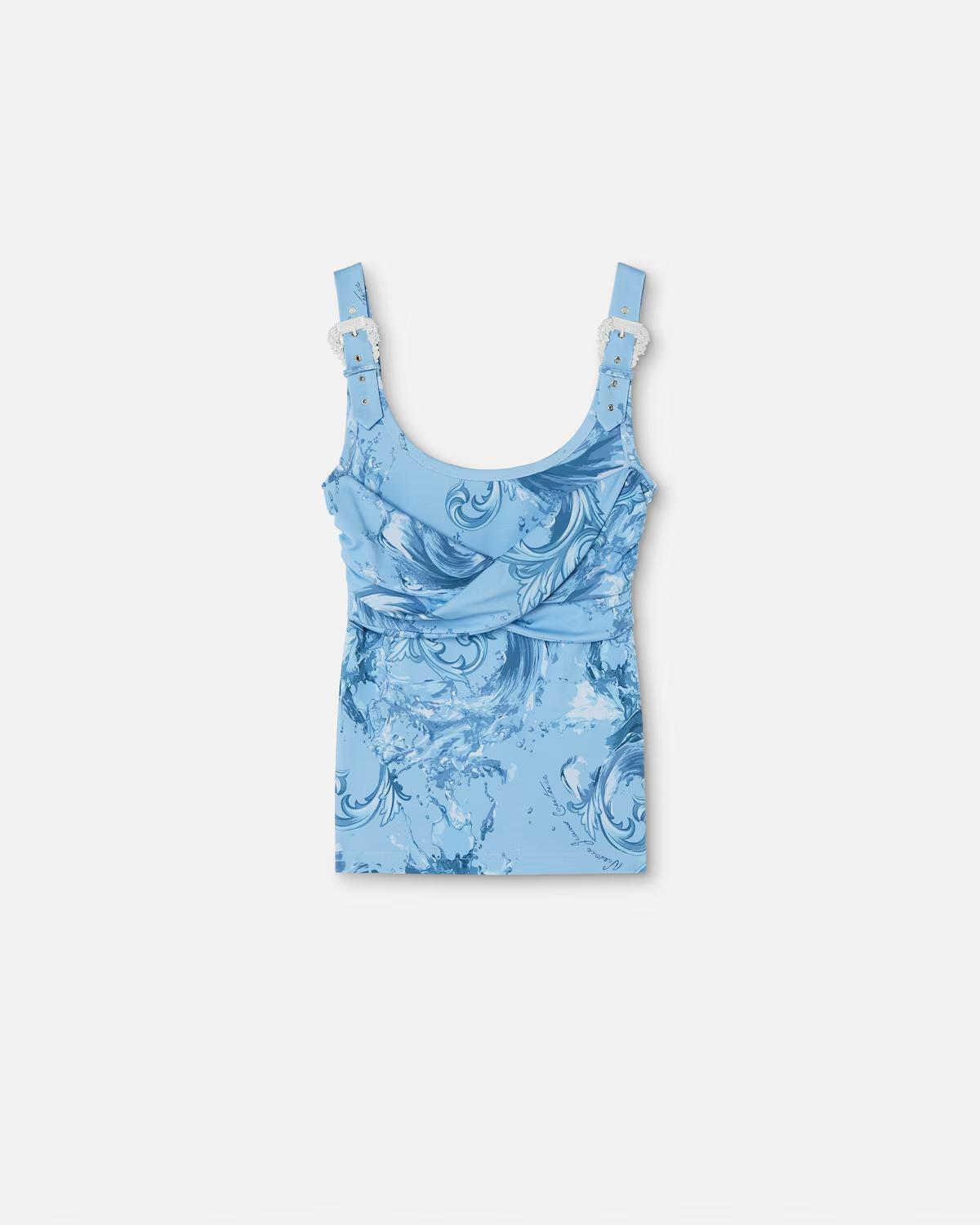 Printed Cotton Draped Tank Top