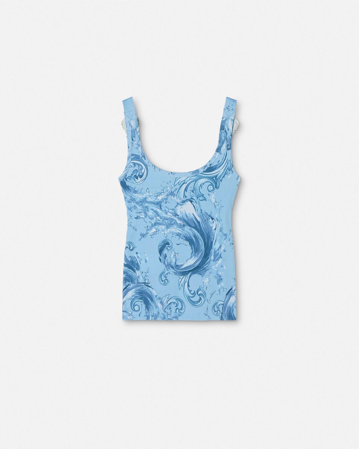 Printed Cotton Draped Tank Top - Image 3
