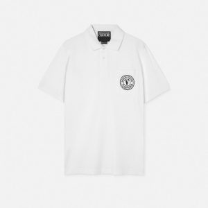 Embroidered V-Emblem Polo Shirt