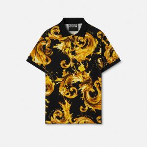 Printed Cotton-Piqu?? Polo