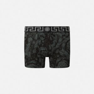 Printed Jacquard Cotton-Jersey Long Trunks