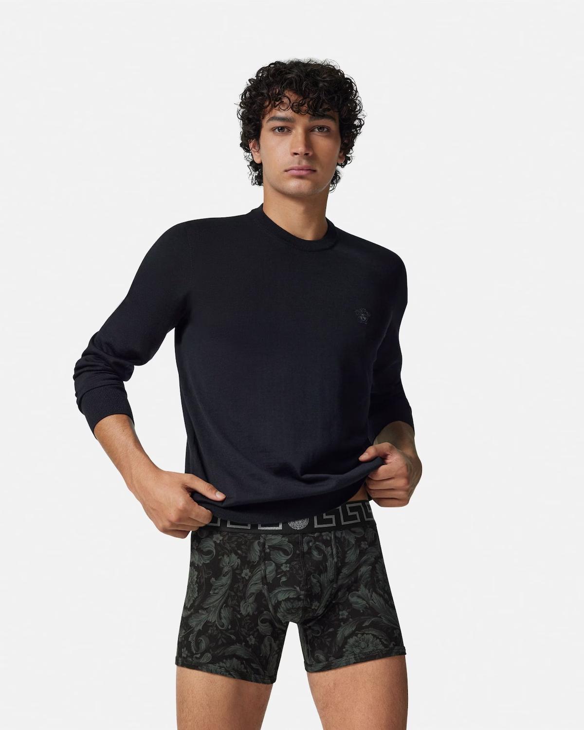 Printed Jacquard Cotton-Jersey Long Trunks - Image 2